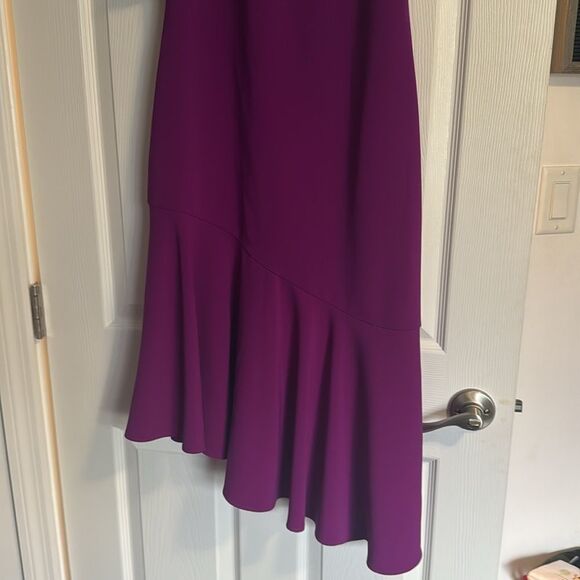 Parker Purple Asymmetrical Halter Cocktail Dress Size Small LIKE NEW - Back Zip - Picture 3 of 5